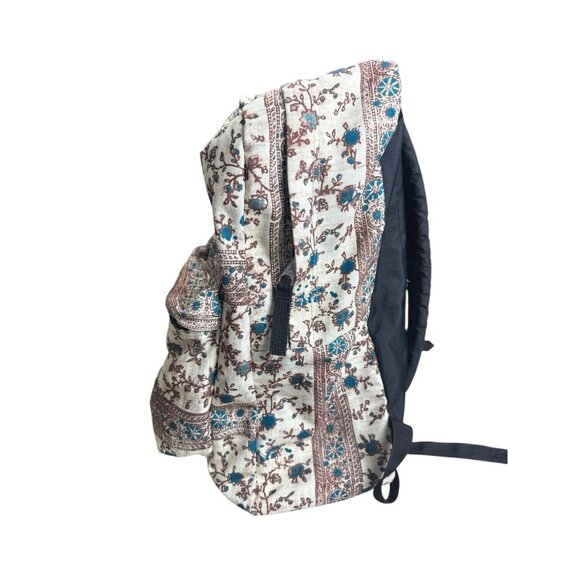 Vintage JanSport Brown Green Backpack: Floral Print. 2 Zippers. 16'x11.5'x5.5' - Picture 2 of 11